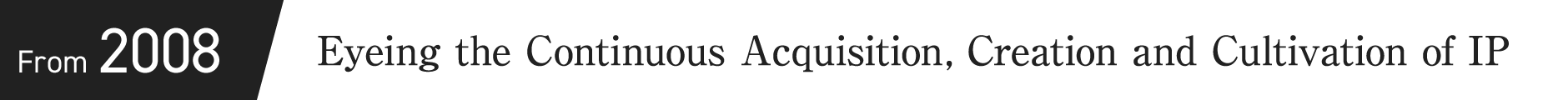 From 2008 Eyeing the Continuous Acquisition, Creation and Cultivation of IP